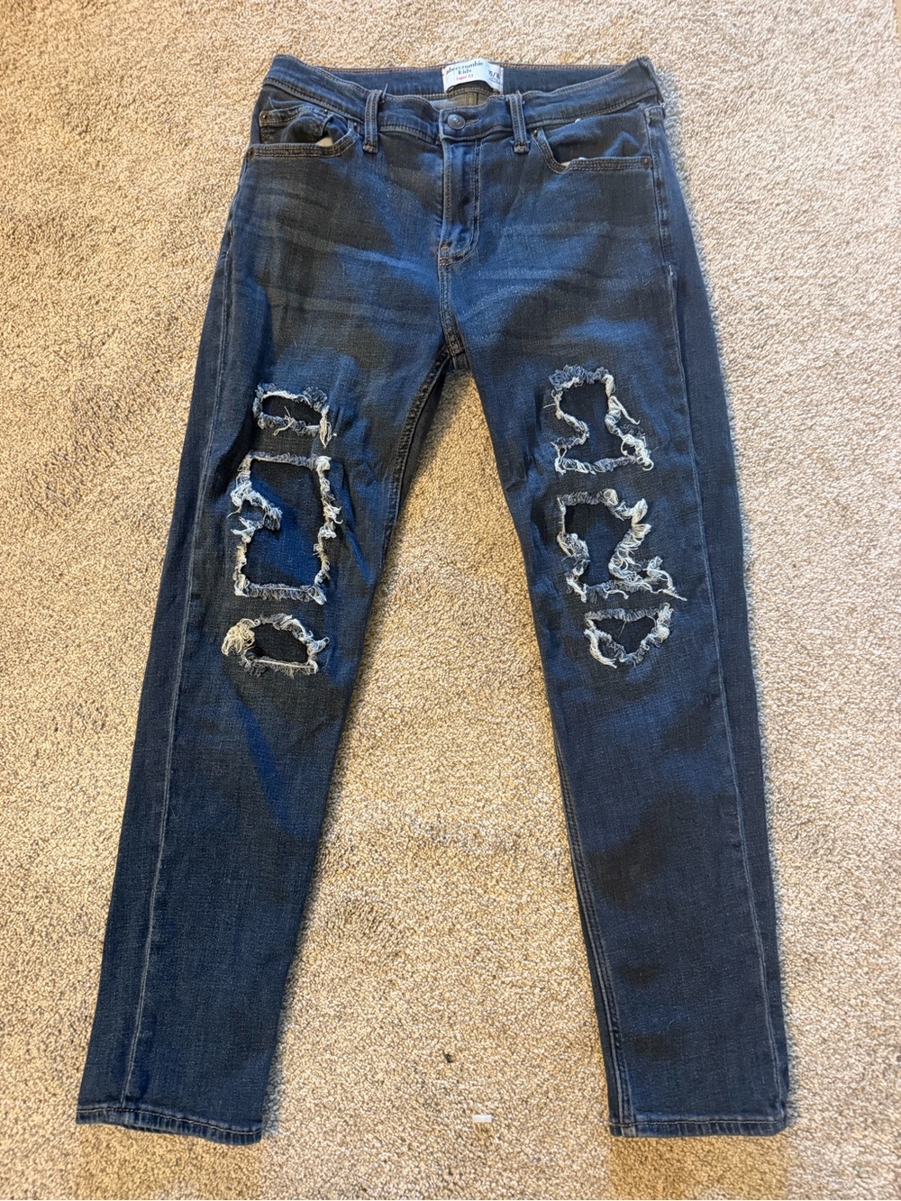 abercrombie kids Dark Blue Ripped Skinny Jeans